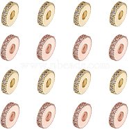Brass Micro Pave Cubic Zirconia Bead Spacers, Flat Round, Golden & Rose Gold, 8x2mm, Hole: 3mm, 16pcs/box(ZIRC-NB0001-38)
