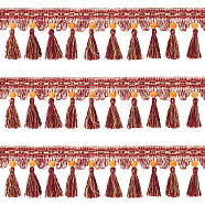 CHGCRAFT Ethnic Style Polyester Tassel Ribbons, Coconut Brown, 3-1/2 inch(90mm), about 5.47 Yards(5m)/Bag(OCOR-CA0001-12)