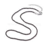 Round Glass Beaded Necklace for Women, Gunmetal, 15.16 inch(38.5cm)(NJEW-JN03821-01)