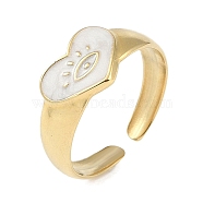 Ion Plating(IP) 304 Stainless Steel Enamel Heart with Eye Cuff Finger Rings, Open Rings for Women, Real 18K Gold Plated, 9mm(RJEW-L107-062G-01)