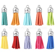 10Pcs 10 Styles Faux Suede Tassel Pendant Decorations, with CCB Plastic Cord Ends, Mixed Color, 33~37x10mm, Hole: 1.8~2.5mm, 1pc/style(FIND-YW0001-97)