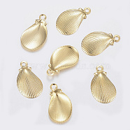 304 Stainless Steel Charms, Shell, Golden, 12x7x1.2mm, Hole: 1mm(X-STAS-F160-40G)