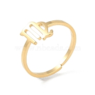 Real 18K Gold Plated 304 Stainless Steel Adjustable Finger Ring, Constellations Open Cuff Rings for Women, Virgo, Adjustable, Surface: 6.5~9x6.5~12mm(RJEW-L115-01G-09)