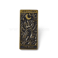 The Moon with Oblong Tarot Card Enamel Pin, Brass Brooch for Backpack Clothes, Red Copper, 30x14x2mm, Pin: 1.2mm.(JEWB-D012-03)