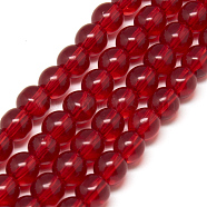 Glass Beads Strands, Round, Red, about 10mm in diameter, hole: 1mm, about 30pcs/strand, 12 inch(GR10mm47Y)