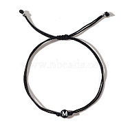 Acrylic Letter M Adjustable Braided Cord Bracelets for Men, Black(GX4208-13)