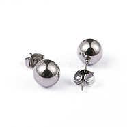 304 Surgical Stainless Steel Ball Stud Earrings, Hypoallergenic Earrings, Stainless Steel Color, 18x8mm, Pin: 0.8mm(X-EJEW-2224-8mm-P)