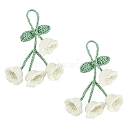 2Pcs Crochet Lily of The Valley Polyester Car Hanging Pendant, for Auto Rear View Mirror and Car Interior Hanging Accessories, Light Goldenrod Yellow, 188mm(HJEW-FG0001-14A)