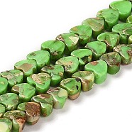 Synthetic Regalite/Imperial Jasper/Sea Sediment Jasper Beads Strands, Dyed, Heart, Lime, 5x6x3~3.5mm, Hole: 1.2mm, about 81~84pcs/strand, 15.94~16.26 inch(40.5~41.3cm)(G-F765-D04-01)