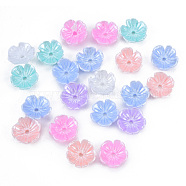 Resin Imitation Pearl Bead Caps, 5-Petal, Flower, Mixed Color, 10x10x3.5mm, Hole: 1.4mm(RESI-N036-02B)