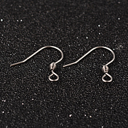 304 Stainless Steel Earring Hook Jewelry Findings, with Horizontal Loop, Stainless Steel Color, 16x18mm, Hole: 2mm, 21 Gauge, Pin: 0.7mm(STAS-G130-50P)