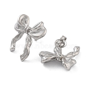 304 Stainless Steel Stud Earrings, Bowknot, Stainless Steel Color, 22x19.5mm(EJEW-P258-37P)