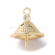 Brass Micro Pave Cubic Zirconia Pendant Bails, Bead Cap Bails, Real 18K Gold Plated, 12x10mm, Hole: 1.2mm(KK-F862-35G)