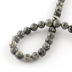 Natural Map Stone/Picasso Stone/Picasso Jasper Beads Strands, Round, 10.5mm, Hole: 1.2mm, about 36~38pcs/strand, 15 inch(G-S188-10mm)