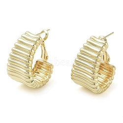 Brass Hoop Earrings, Long-Lasting Plated, Lead Free & Cadmium Free, Moon, Real 18K Gold Plated, 26.5x18mm(EJEW-K276-07G)