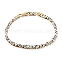 Brass Micro Pave Clear Cubic Zirconia Tennis Bracelet, Link Chain Bracelets, Long-Lasting Plated, Golden, 6-7/8 inch(17.5cm)(BJEW-G690-03G)