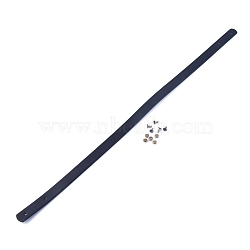 PU Leather Bag Handles, with Iron Rivets, for Purse Handles Bag Making Supplie, Black, 60x1.85x0.35cm, Hole: 3mm(FIND-I010-05F)