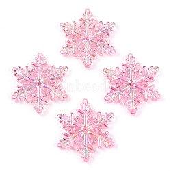 AB Color Transparent Acrylic Chandelier Component Links, Snowflake, Hot Pink, 46x46x6mm, Hole: 2mm(TACR-T028-25C)