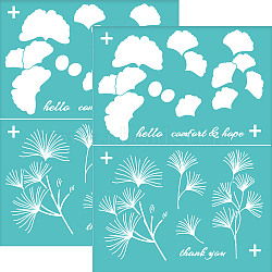 Self-Adhesive Silk Screen Printing Stencil, for Painting on Wood, DIY Decoration T-Shirt Fabric, Turquoise, Ginkgo Leaf Pattern, 195x140mm(DIY-WH0337-070)