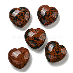 Natural Mahogany Obsidian Statues Ornaments, Love Heart Stone for Reiki Energy Balancing Meditation Gift, 42~44.5x45x19.5~23mm(G-P531-03F)