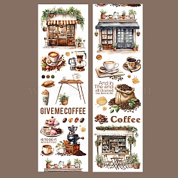 Coffee Theme Decorative Paper Tapes Rolls, Self-adhesion Paper Sheets, for DIY Scrapbooking, Food, 60x2mm(DIY-C081-02A)