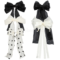 5Pcs 5 Colors Cloth Bowknot Hair Barrettes, Hair Accessories for Women & Girls, Mixed Color, 270~360x125~210x7~20mm, 1pc/color(PHAR-SP0001-15)