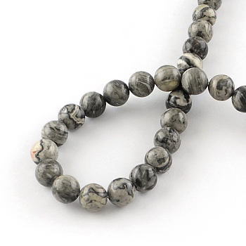 Natural Map Stone/Picasso Stone/Picasso Jasper Beads Strands, Round, 10.5mm, Hole: 1.2mm, about 36pcs/strand, 15.7 inch
