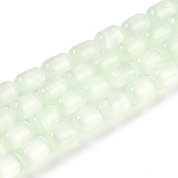 Natural Selenite Beads Strands, Dyed, Drum, Honeydew, 12x8mm, Hole: 1.2mm, about 32pcs/strand, 15.43''(39.2cm)