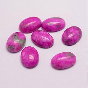 Dyed Jade Cabochons, Flat Oval, Hot Pink, 18x13x6mm