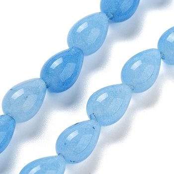 Natural Aquamarine Dyed Beads Strands, Teardrop, Cornflower Blue, 12x8mm, Hole: 1.2mm, about 33~34pcs/strand, 15.16~16.54''(38.5~42cm)