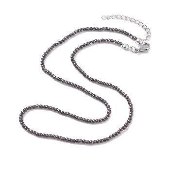 Round Glass Beaded Necklace for Women, Gunmetal, 15.16 inch(38.5cm)
