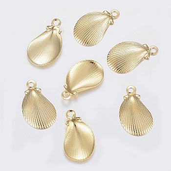 304 Stainless Steel Charms, Shell, Golden, 12x7x1.2mm, Hole: 1mm