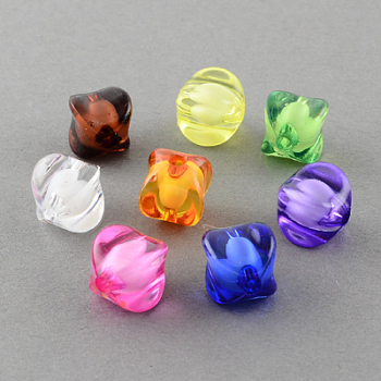 Transparent Acrylic Beads, Bead in Bead, Rhombus, Mixed Color, 10x12x12mm, Hole: 2mm