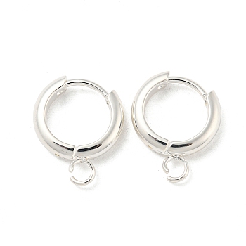 201 Stainless Steel Huggie Hoop Earring Findings, with Horizontal Loop and 316 Surgical Stainless Steel Pin, Silver, 13x3mm, Hole: 2.5mm, Pin: 1mm.