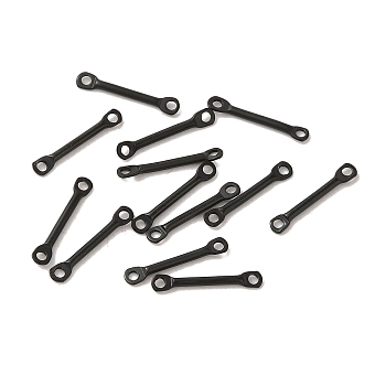 304 Stainless Steel Connector Charms, Bar Links, Electrophoresis Black, 12x2x1mm, Hole: 1mm