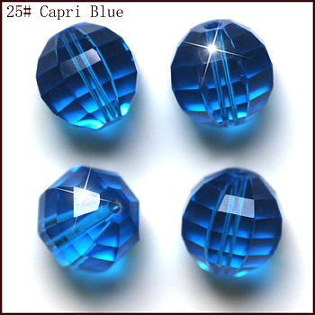 K9 Glass, Imitation Austrian Crystal Beads, Grade AAA, Faceted, Round, Dodger Blue, 10mm, Hole: 0.9~1mm