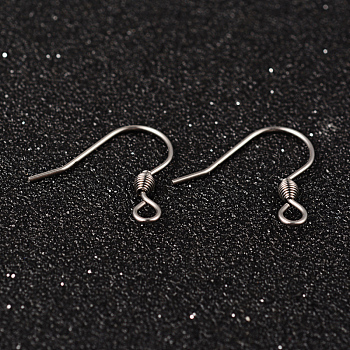 304 Stainless Steel Earring Hook Jewelry Findings, with Horizontal Loop, Stainless Steel Color, 16x18mm, Hole: 2mm, 21 Gauge, Pin: 0.7mm