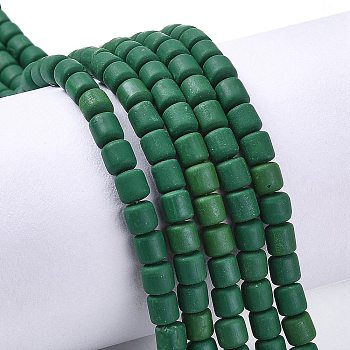 Handmade Polymer Clay Bead Strands, Column, Dark Green, 6.5x6mm, Hole: 1.2mm, about 61pcs/strand, 15.75 inch(40cm)