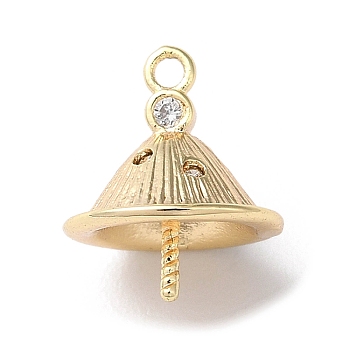 Brass Micro Pave Cubic Zirconia Pendant Bails, Bead Cap Bails, Real 18K Gold Plated, 12x10mm, Hole: 1.2mm