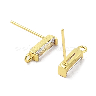 Brass Micro Pave Cubic Zirconia Earring Findings(KK-A205-10G-03)-2