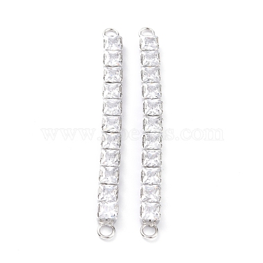 Real Platinum Plated Square Brass+Cubic Zirconia Links