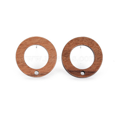 Walnut Wood Stud Earring(MAK-N032-035)-1