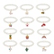 12 pièces 12 style abs plastique perle ronde perlée bracelets extensibles ensemble(BJEW-JB08961)-1