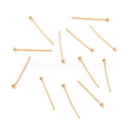 Brass Ball Head Pins, Real 18K Gold Plated, 21x2mm, Pin: 0.7mm, 21 Gauge, Head: 2mm(IFIN-F824-026A-G)