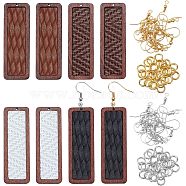 DIY Rectangle Dangle Earring Making Kit, Including Cowhide Leather Pendants with Wood, Brass Earring Hooks, Mixed Color, 108Pcs/box(DIY-OC0009-48)