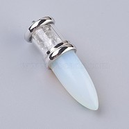 Opalite Big Pendants, with Platinum Tone Brass Findings, Bullet, 50~53x16~17mm, Hole: 5x7~8mm(G-F639-08E)