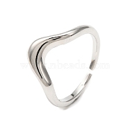 Brass Open Cuff Ring for Woman, Platinum, US Size 6 1/2(16.9mm)(RJEW-F146-03P)
