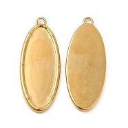 Ion Plating(IP) 304 Stainless Steel Pendant Cabochons Settings, Oval, Real 18K Gold Plated, Tray: 26x10mm, 30.5x12x2mm, Hole: 1.5mm(STAS-A070-45G)