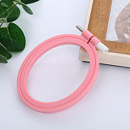 Adjustable ABS Plastic Oval Embroidery Hoops, Embroidery Circle Cross Stitch Hoops, for Sewing, Needlework and DIY Embroidery Project, Hot Pink, 100x80mm(TOOL-PW0003-016D)