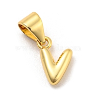 Brass Charms, Real 18K Gold Plated, Long-Lasting Plated, Lead Free & Cadmium Free, Letter Charm, Letter V, 9.5x6.5x2.5mm, Hole: 5x3.5mm(KK-Z027-14G-V)